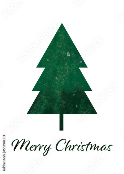 Obraz Christbaumillustration mit Weihnachtsgruß 