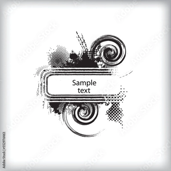 Obraz Glitch distorted geometric shape . Noise destroyed logo . Trendy defect error shapes . Glitched frame .Grunge textured . Distressed effect .Vector shapes with a halftone dots screen print texture.