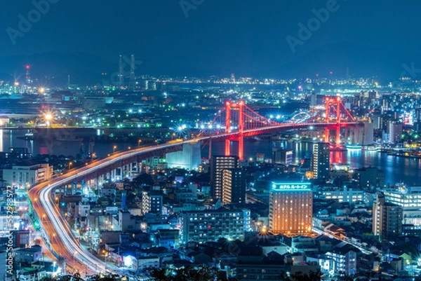 Obraz 若戸大橋夜景