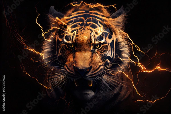 Obraz lightning tiger portrait 