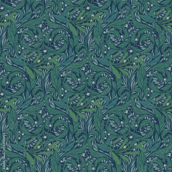 Obraz Floral vintage seamless pattern for retro wallpapers. Enchanted Vintage Flowers. Arts and Crafts movement inspired. Design for wrapping paper, wallpaper, fabrics and fashion clothes.