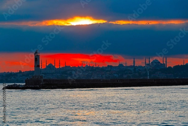 Fototapeta Cityscape at sunset
