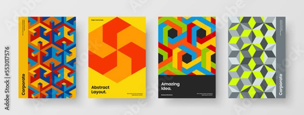 Fototapeta Colorful mosaic tiles cover concept composition. Creative presentation A4 vector design template bundle.