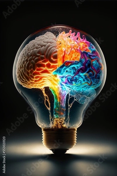 Fototapeta A brain inside the light bulb