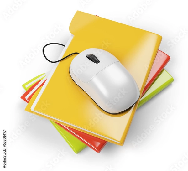 Fototapeta colored folders and computer mouse