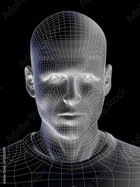 Obraz Conceptual wireframe mesh man face