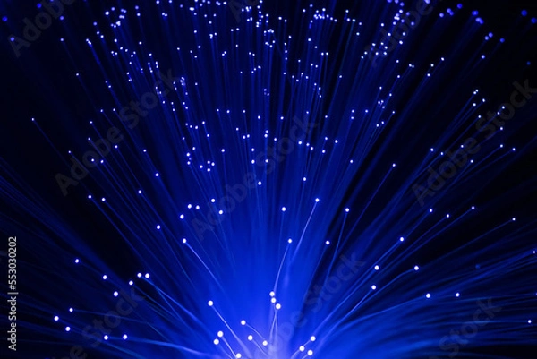 Obraz Blue light through optical fibers