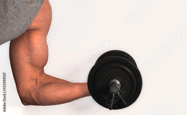 Obraz male arm holding dumbbell