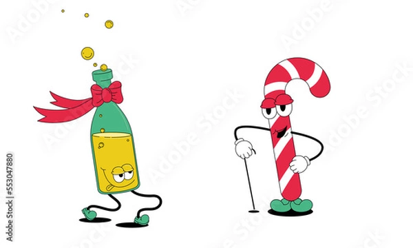 Obraz Party drunk bottle character with red rainbow  