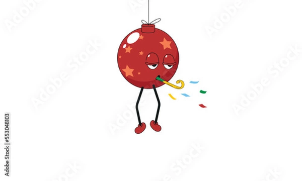 Obraz Christmas tree red ball character 