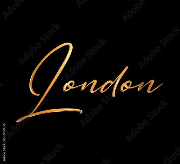 Fototapeta decorative 3d gold london text on black background