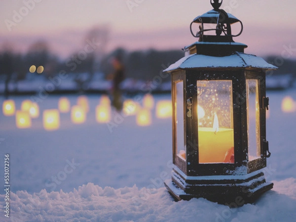 Obraz christmas lantern in the snow