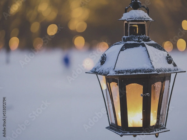 Obraz christmas lantern in the snow