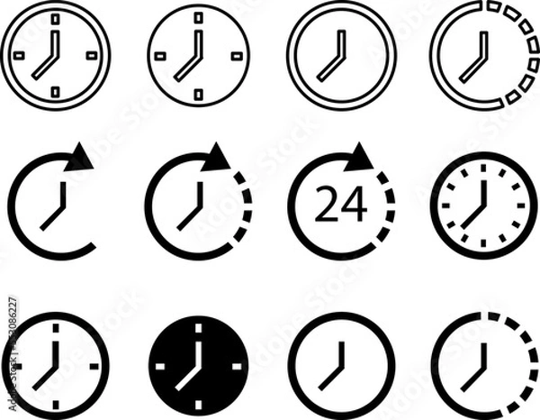 Fototapeta Clock icon vector . Passage of time set illustration on white background..eps