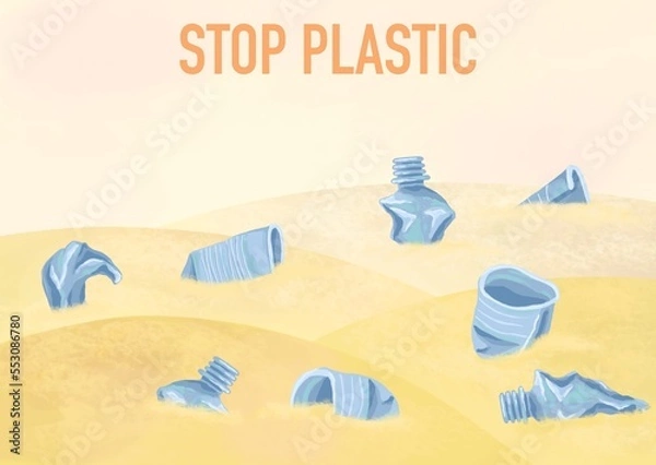 Obraz Stop Plastic Poster. Environmental pollution by plastic.