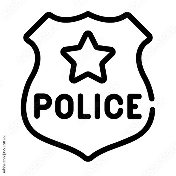 Obraz police shield line icon