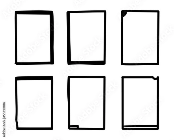 Fototapeta Solid black ink frame collection bundle elements template. Border decoration vector illustration.
