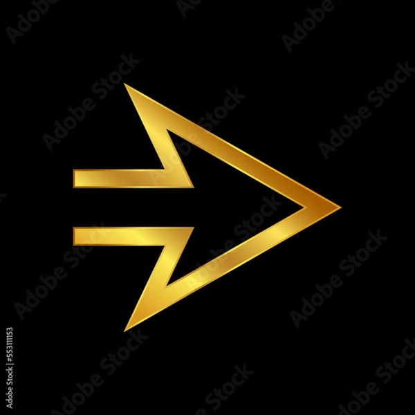 Fototapeta gold arrow vector icon in trendy flat design