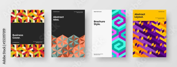 Fototapeta Original geometric tiles booklet concept set. Trendy placard vector design layout composition.