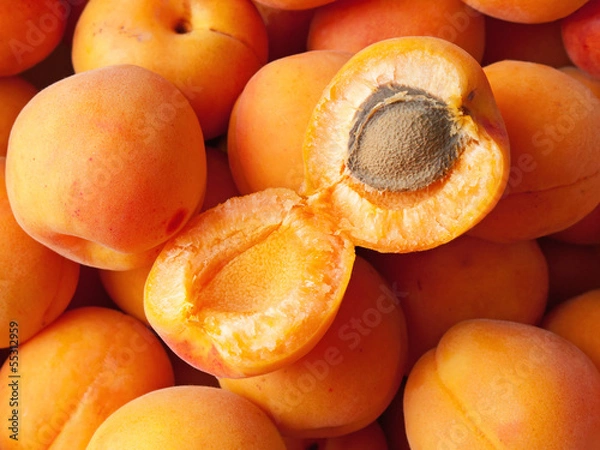 Obraz Fresh ripe apricots with seed