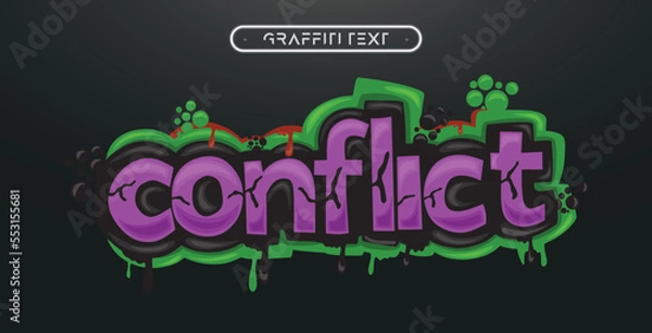Fototapeta CONFLICT Graffiti text effect, editable spray and street text style
