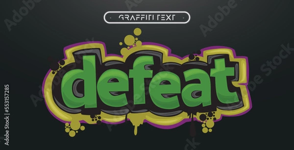 Fototapeta DEFEAT Graffiti text effect, editable spray and street text style