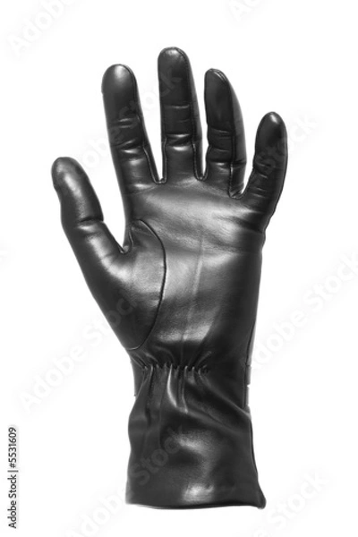 Fototapeta Black glove - keep/get gesture - isolated on white