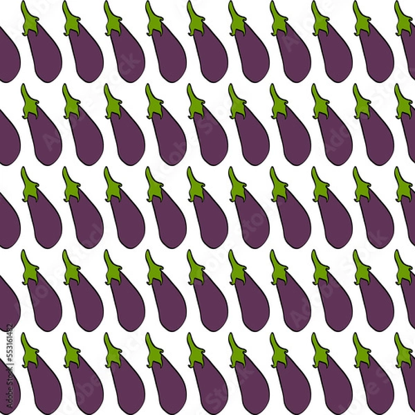 Obraz Eggplant. A simple schematic image of an eggplant. Illustration for postcards, scrapbooking. Seamless pattern.