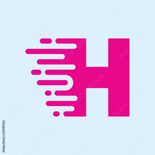 Fototapeta Fast Speed Motion Circuit Style Logo Letter of H