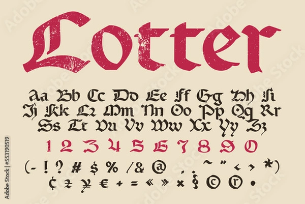 Obraz Drop cap alphabet set. Illuminated initials in old blackletter German style. All you need to precisely imitate medieval text.