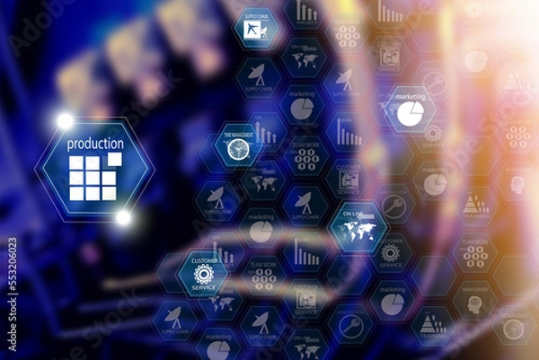 Obraz technology and production digital background , future world communication	