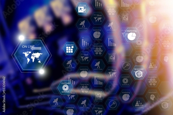 Obraz technology and online background , future world communication	