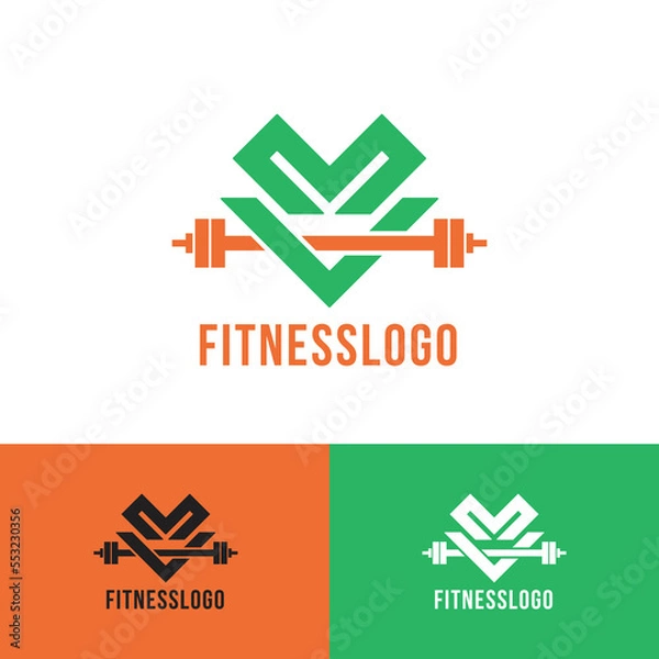 Obraz MV fitness Logo design vector template fully editable 
