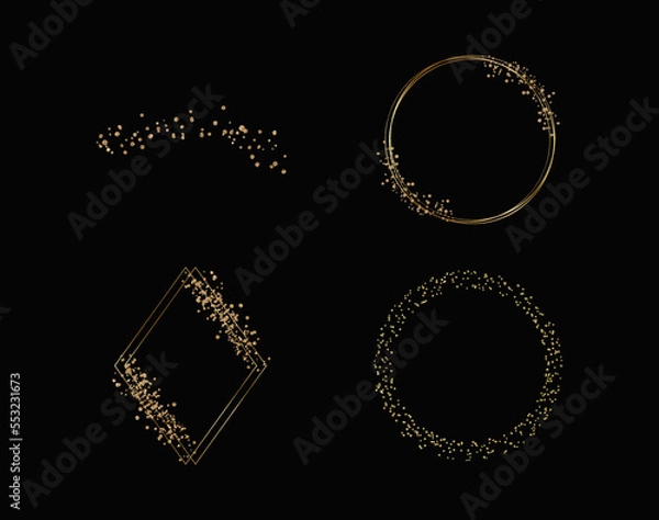 Obraz Golden geometric round glitter confetti frames
