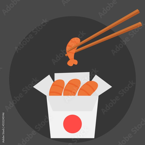 Obraz Asian traditional chinese food in paper container.