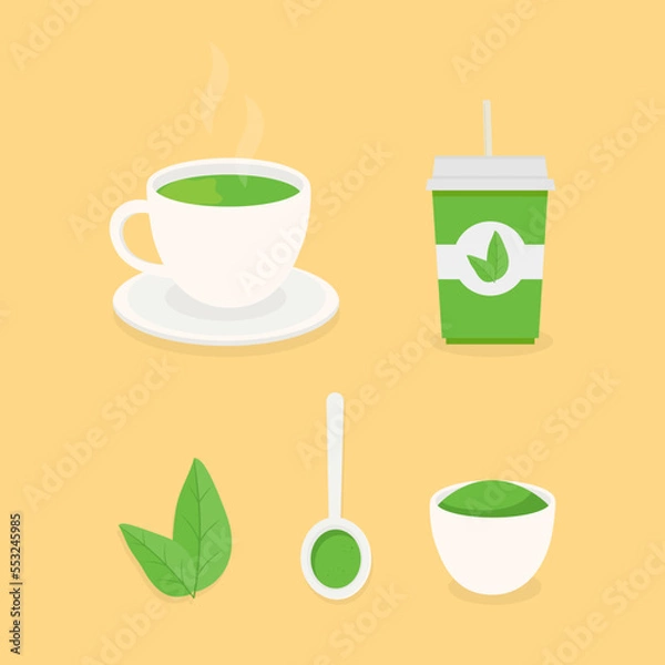 Obraz Collection of green tea, matcha tea