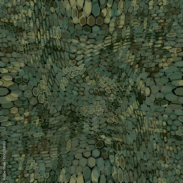 Fototapeta Military camouflage hexagonal netting seamless vector pattern background