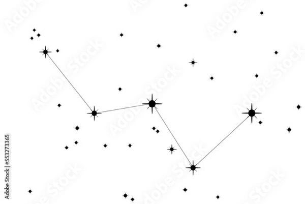 Fototapeta Simple astronomical illustration of the constellation Cassiopeia. Transparent PNG design element for websites, print and other graphics.