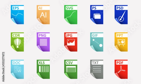 Fototapeta File Types icons object vector modern design