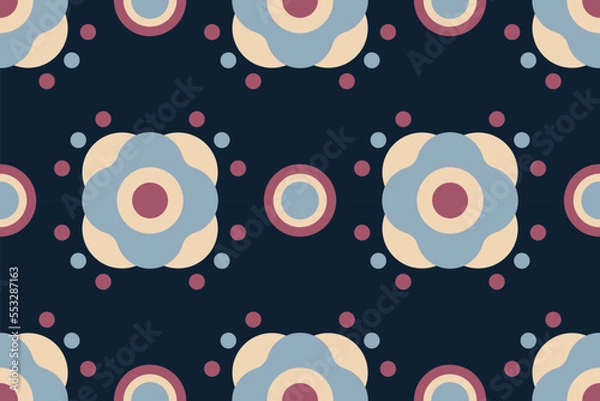 Fototapeta Ethnic fabric pattern geometric style. Sarong Aztec Ethnic oriental pattern traditional Navy Blue background. Abstract,vector,illustration. use for texture,clothing,wrapping,decoration,carpet.