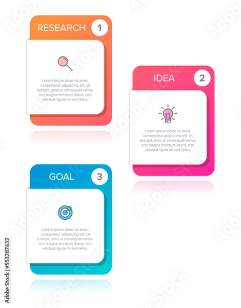 Fototapeta Vertical infographic design with icons and 3 options or steps. Thin line. Infographics business concept. Can be used for info graphics, flow charts, presentations, mobile web sites, printed materials.