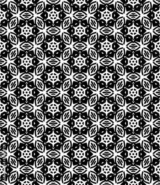 Fototapeta Black and white seamless pattern texture. Greyscale ornamental graphic design. Mosaic ornaments. Pattern template. Vector illustration. EPS10.