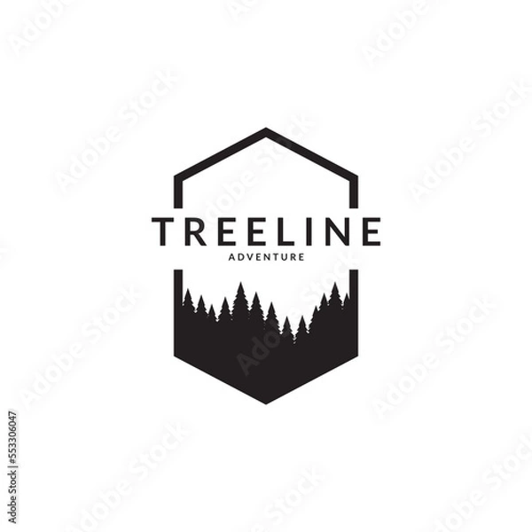 Obraz pine forest adventure logo vector template.