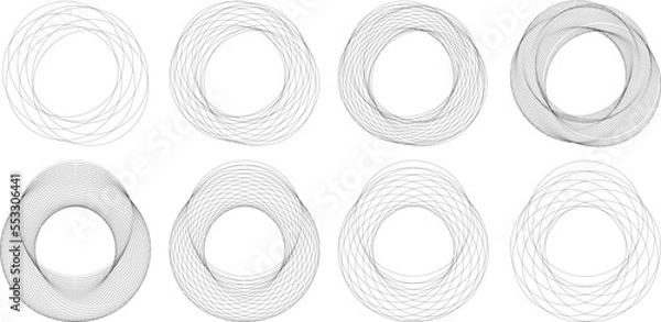 Fototapeta Illustration with circles. Black and white vector. Circle pattern. Abstraction ring.