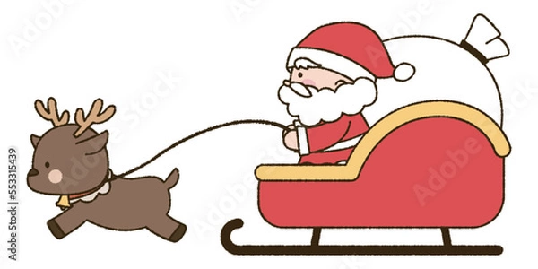 Obraz サンタクロースとトナカイのイラスト