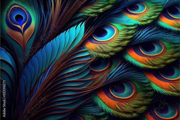 Fototapeta beautiful colorful abstract peacock feather background as header wallpaper
