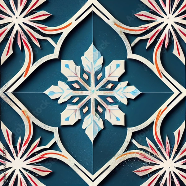 Obraz Seamless Snowflakes Christmas Patterns 