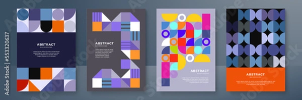 Fototapeta Flat geometric mosaic pattern poster design template background