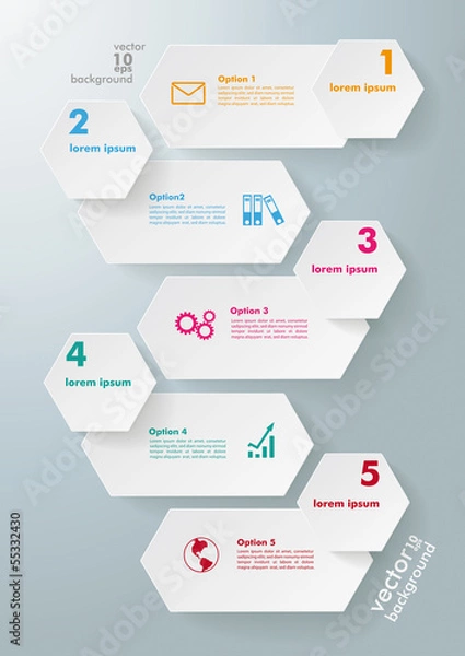 Obraz Infographic 5 Options Long Hexagons