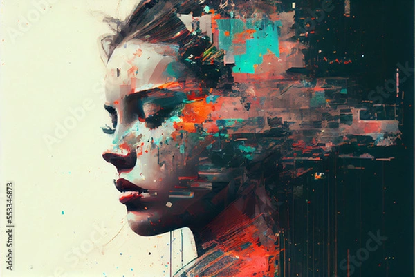Obraz Shattered mind glitch art generative art